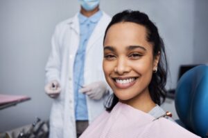 smiling female dental patient 